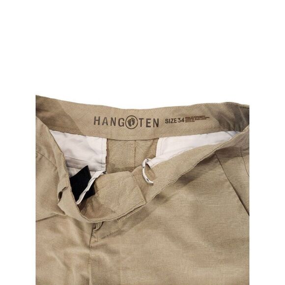 Hang Ten Mens Tan Khaki Light Weight Shorts 34 Casual Golf Beach Flat Front - Picture 2 of 4